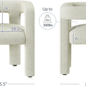 BELLEZE Modern Boucle Barrel Dining Chair Set of 6, Upholstered Linen Kitchen Boucle Armchair with Sidearms and Back, for Dining Room Living Room- Black