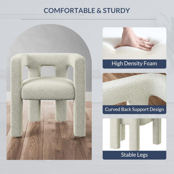 BELLEZE Modern Boucle Barrel Dining Chair Set of 6, Upholstered Linen Kitchen Boucle Armchair with Sidearms and Back, for Dining Room Living Room- Black