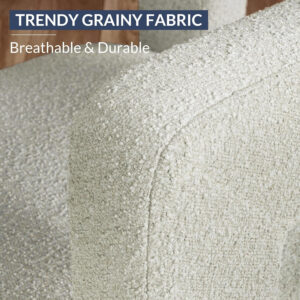 BELLEZE Modern Boucle Barrel Dining Chair Set of 6, Upholstered Linen Kitchen Boucle Armchair with Sidearms and Back, for Dining Room Living Room- Black