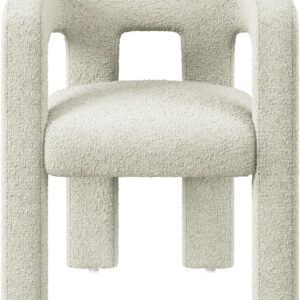 BELLEZE Modern Boucle Barrel Dining Chair Set of 6, Upholstered Linen Kitchen Boucle Armchair with Sidearms and Back, for Dining Room Living Room- Black