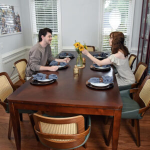 Set of 2 Swivel Rattan Dining Chairs - Walnut Dining Chairs with Bentwood Frame with Ergonomic Cane Back, Curved Arms, MCM Ideal for Kitchen/Conference/Restaurant/Living Room (Walnut Beige)