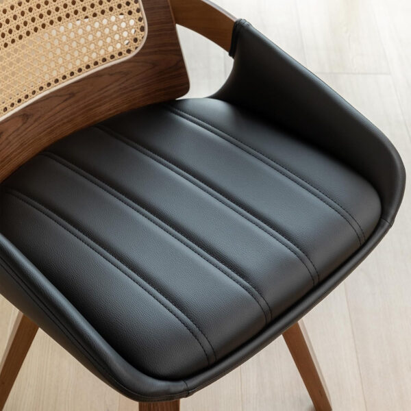 Set of 2 Swivel Rattan Dining Chairs - Walnut Dining Chairs with Bentwood Frame with Ergonomic Cane Back, Curved Arms, MCM Ideal for Kitchen/Conference/Restaurant/Living Room (Walnut Beige)