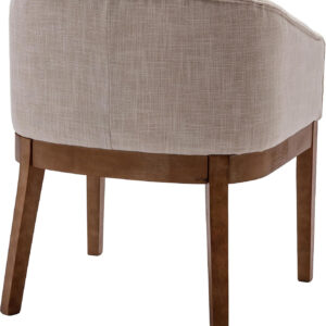 Beige Mid Century Modern Dining Chairs Set of 4, Farmhouse Linen Upholstered Accent Curved Backrest Kitchen Chairs Armchairs with Natural Wood Legs, Beige