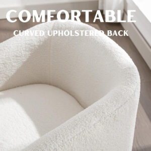 Beige Mid Century Modern Dining Chairs Set of 4, Farmhouse Linen Upholstered Accent Curved Backrest Kitchen Chairs Armchairs with Natural Wood Legs, Beige