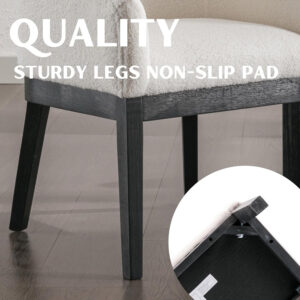 Beige Mid Century Modern Dining Chairs Set of 4, Farmhouse Linen Upholstered Accent Curved Backrest Kitchen Chairs Armchairs with Natural Wood Legs, Beige