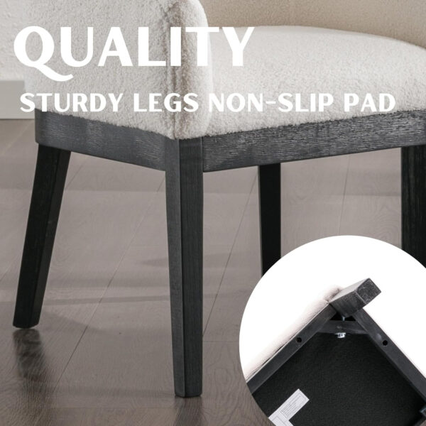 Beige Mid Century Modern Dining Chairs Set of 4, Farmhouse Linen Upholstered Accent Curved Backrest Kitchen Chairs Armchairs with Natural Wood Legs, Beige