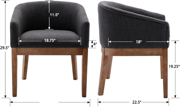 Beige Mid Century Modern Dining Chairs Set of 4, Farmhouse Linen Upholstered Accent Curved Backrest Kitchen Chairs Armchairs with Natural Wood Legs, Beige