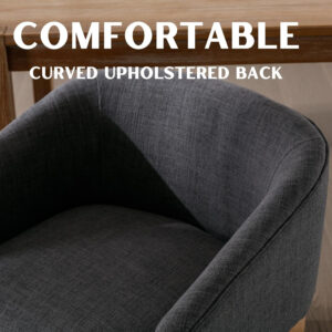 Beige Mid Century Modern Dining Chairs Set of 4, Farmhouse Linen Upholstered Accent Curved Backrest Kitchen Chairs Armchairs with Natural Wood Legs, Beige