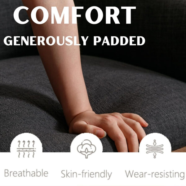 Beige Mid Century Modern Dining Chairs Set of 4, Farmhouse Linen Upholstered Accent Curved Backrest Kitchen Chairs Armchairs with Natural Wood Legs, Beige