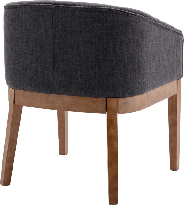 Beige Mid Century Modern Dining Chairs Set of 4, Farmhouse Linen Upholstered Accent Curved Backrest Kitchen Chairs Armchairs with Natural Wood Legs, Beige