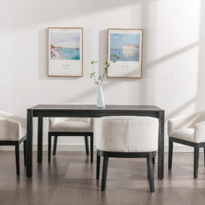 Beige Mid Century Modern Dining Chairs Set of 4, Farmhouse Linen Upholstered Accent Curved Backrest Kitchen Chairs Armchairs with Natural Wood Legs, Beige