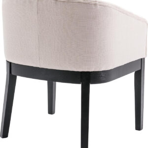 Beige Mid Century Modern Dining Chairs Set of 4, Farmhouse Linen Upholstered Accent Curved Backrest Kitchen Chairs Armchairs with Natural Wood Legs, Beige