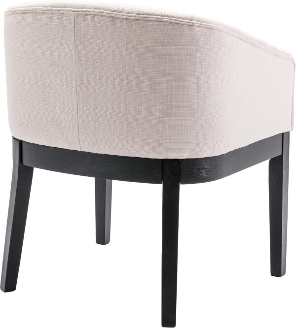 Beige Mid Century Modern Dining Chairs Set of 4, Farmhouse Linen Upholstered Accent Curved Backrest Kitchen Chairs Armchairs with Natural Wood Legs, Beige