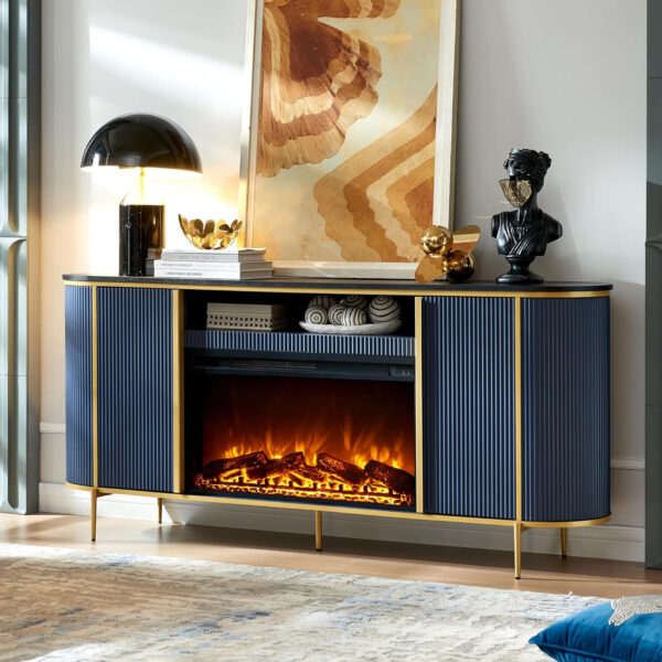 6887223cd2c300d90768a2a67cc8c245dcba1484a10ce8f844dd6.jpg OKD Luxury 70" Fluted TV Stand, Modern Chic Entertainment Center for TVs Up to 80 inches, TV Console with Faux Marble Top, Curved Profile Design, Media Console for Living Room, Natural Oak
