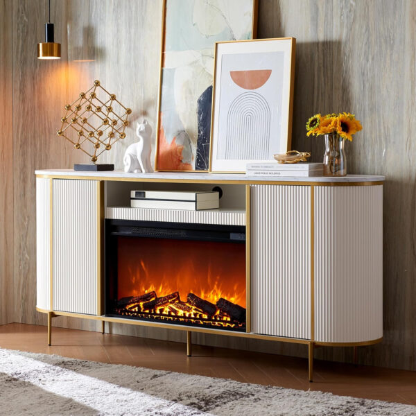 68872245e15ff88490f1cfad9a67aa8aebb9e6d8826d8f23618ad.jpg OKD Luxury 70" Fluted TV Stand, Modern Chic Entertainment Center for TVs Up to 80 inches, TV Console with Faux Marble Top, Curved Profile Design, Media Console for Living Room, Natural Oak