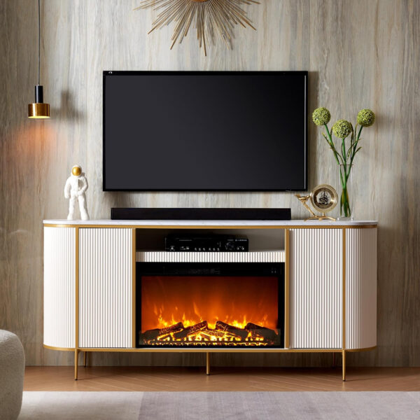 688722489384408c3bf5a1dd6cf9f3207913e25a1273a03bff13e.jpg OKD Luxury 70" Fluted TV Stand, Modern Chic Entertainment Center for TVs Up to 80 inches, TV Console with Faux Marble Top, Curved Profile Design, Media Console for Living Room, Natural Oak