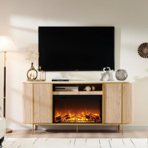 6887224fa22c62568eb8b3858c4dcd5b8671123416c643332de24.jpg OKD Luxury 70" Fluted TV Stand, Modern Chic Entertainment Center for TVs Up to 80 inches, TV Console with Faux Marble Top, Curved Profile Design, Media Console for Living Room, Natural Oak