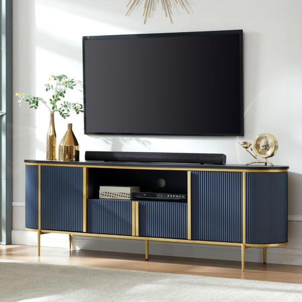 688722555a262c079b218129f21c16dc808dd574b3b52c3f80563.jpg OKD Luxury 70" Fluted TV Stand, Modern Chic Entertainment Center for TVs Up to 80 inches, TV Console with Faux Marble Top, Curved Profile Design, Media Console for Living Room, Natural Oak