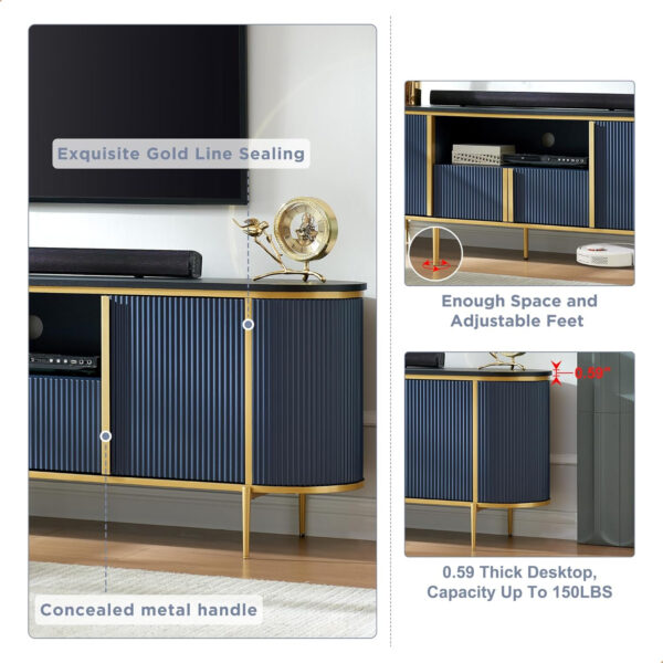6887225ac3379e85f56f352f829771491bc9f2392852429621ded.jpg OKD Luxury 70" Fluted TV Stand, Modern Chic Entertainment Center for TVs Up to 80 inches, TV Console with Faux Marble Top, Curved Profile Design, Media Console for Living Room, Natural Oak