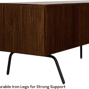 NTC Veil TV Stand with 4 Doors for TVs up to 75’’, Media Console with Vertical Groove Design and Metal Legs, Modern Entertainment Center for Living Room and Bedroom, Effortless Assembly, Dark Walnut