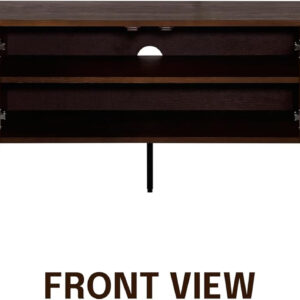 NTC Veil TV Stand with 4 Doors for TVs up to 75’’, Media Console with Vertical Groove Design and Metal Legs, Modern Entertainment Center for Living Room and Bedroom, Effortless Assembly, Dark Walnut