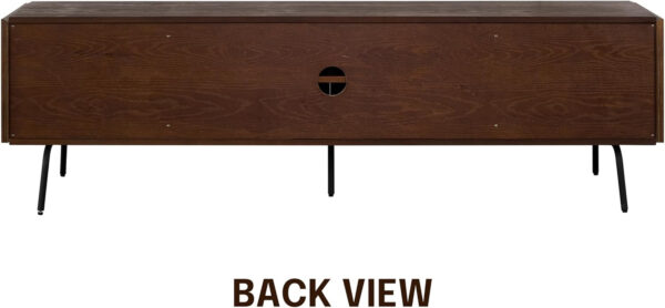 NTC Veil TV Stand with 4 Doors for TVs up to 75’’, Media Console with Vertical Groove Design and Metal Legs, Modern Entertainment Center for Living Room and Bedroom, Effortless Assembly, Dark Walnut