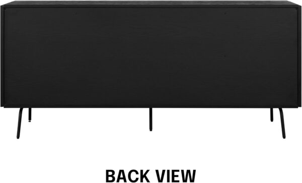 NTC Veil TV Stand with 4 Doors for TVs up to 75’’, Media Console with Vertical Groove Design and Metal Legs, Modern Entertainment Center for Living Room and Bedroom, Effortless Assembly, Dark Walnut