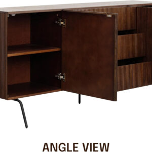 NTC Veil TV Stand with 4 Doors for TVs up to 75’’, Media Console with Vertical Groove Design and Metal Legs, Modern Entertainment Center for Living Room and Bedroom, Effortless Assembly, Dark Walnut