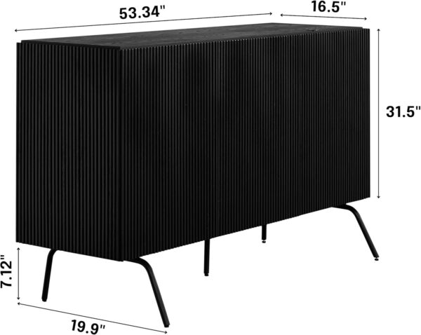 NTC Veil TV Stand with 4 Doors for TVs up to 75’’, Media Console with Vertical Groove Design and Metal Legs, Modern Entertainment Center for Living Room and Bedroom, Effortless Assembly, Dark Walnut