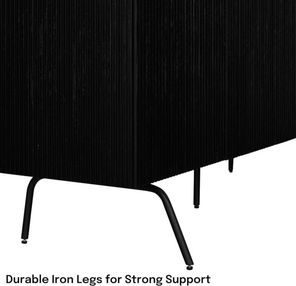 NTC Veil TV Stand with 4 Doors for TVs up to 75’’, Media Console with Vertical Groove Design and Metal Legs, Modern Entertainment Center for Living Room and Bedroom, Effortless Assembly, Dark Walnut