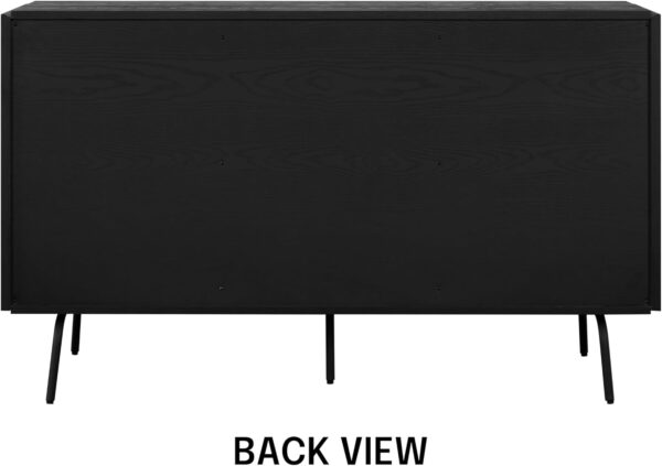 NTC Veil TV Stand with 4 Doors for TVs up to 75’’, Media Console with Vertical Groove Design and Metal Legs, Modern Entertainment Center for Living Room and Bedroom, Effortless Assembly, Dark Walnut