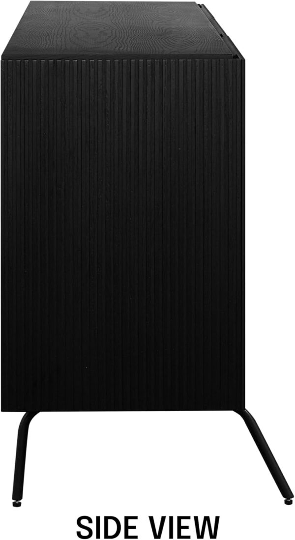 NTC Veil TV Stand with 4 Doors for TVs up to 75’’, Media Console with Vertical Groove Design and Metal Legs, Modern Entertainment Center for Living Room and Bedroom, Effortless Assembly, Dark Walnut