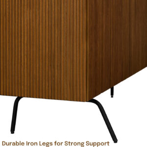 NTC Veil TV Stand with 4 Doors for TVs up to 75’’, Media Console with Vertical Groove Design and Metal Legs, Modern Entertainment Center for Living Room and Bedroom, Effortless Assembly, Dark Walnut