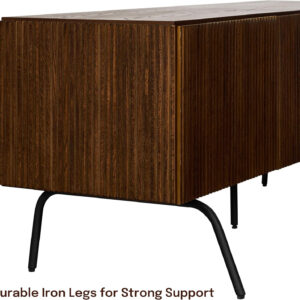 NTC Veil TV Stand with 4 Doors for TVs up to 75’’, Media Console with Vertical Groove Design and Metal Legs, Modern Entertainment Center for Living Room and Bedroom, Effortless Assembly, Dark Walnut