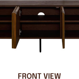 NTC Veil TV Stand with 4 Doors for TVs up to 75’’, Media Console with Vertical Groove Design and Metal Legs, Modern Entertainment Center for Living Room and Bedroom, Effortless Assembly, Dark Walnut