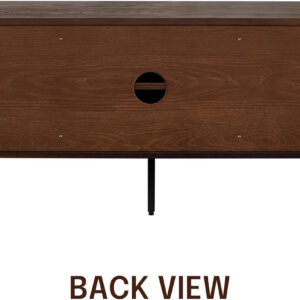 NTC Veil TV Stand with 4 Doors for TVs up to 75’’, Media Console with Vertical Groove Design and Metal Legs, Modern Entertainment Center for Living Room and Bedroom, Effortless Assembly, Dark Walnut