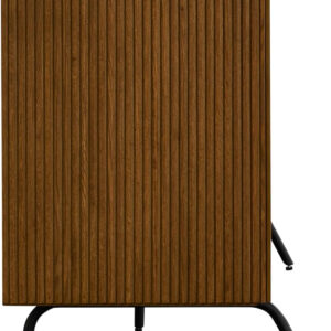 NTC Veil TV Stand with 4 Doors for TVs up to 75’’, Media Console with Vertical Groove Design and Metal Legs, Modern Entertainment Center for Living Room and Bedroom, Effortless Assembly, Dark Walnut