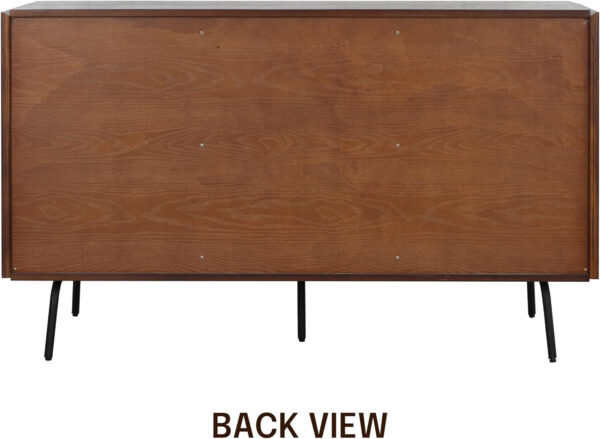 NTC Veil TV Stand with 4 Doors for TVs up to 75’’, Media Console with Vertical Groove Design and Metal Legs, Modern Entertainment Center for Living Room and Bedroom, Effortless Assembly, Dark Walnut