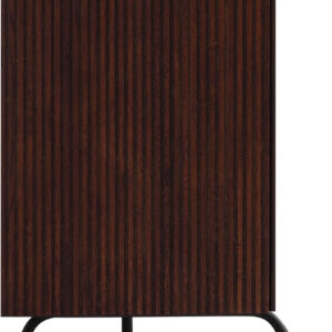 NTC Veil TV Stand with 4 Doors for TVs up to 75’’, Media Console with Vertical Groove Design and Metal Legs, Modern Entertainment Center for Living Room and Bedroom, Effortless Assembly, Dark Walnut