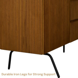 NTC Veil TV Stand with 4 Doors for TVs up to 75’’, Media Console with Vertical Groove Design and Metal Legs, Modern Entertainment Center for Living Room and Bedroom, Effortless Assembly, Dark Walnut