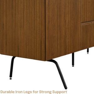 NTC Veil TV Stand with 4 Doors for TVs up to 75’’, Media Console with Vertical Groove Design and Metal Legs, Modern Entertainment Center for Living Room and Bedroom, Effortless Assembly, Dark Walnut