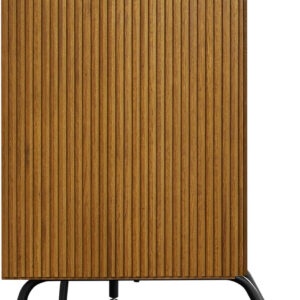 NTC Veil TV Stand with 4 Doors for TVs up to 75’’, Media Console with Vertical Groove Design and Metal Legs, Modern Entertainment Center for Living Room and Bedroom, Effortless Assembly, Dark Walnut