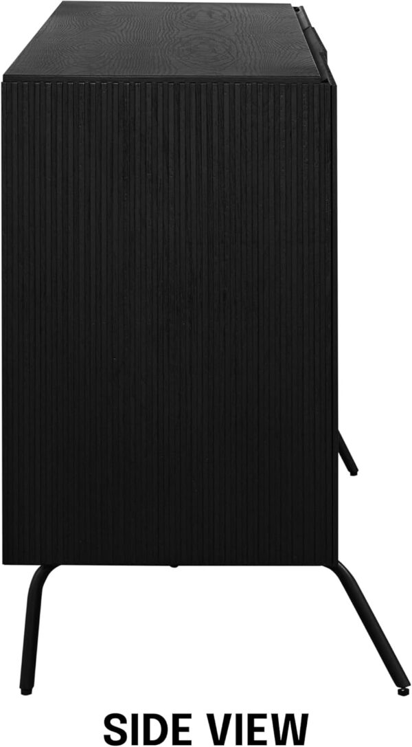 NTC Veil TV Stand with 4 Doors for TVs up to 75’’, Media Console with Vertical Groove Design and Metal Legs, Modern Entertainment Center for Living Room and Bedroom, Effortless Assembly, Dark Walnut