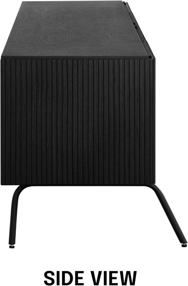 NTC Veil TV Stand with 4 Doors for TVs up to 75’’, Media Console with Vertical Groove Design and Metal Legs, Modern Entertainment Center for Living Room and Bedroom, Effortless Assembly, Dark Walnut