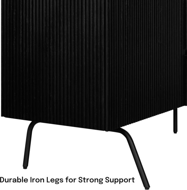 NTC Veil TV Stand with 4 Doors for TVs up to 75’’, Media Console with Vertical Groove Design and Metal Legs, Modern Entertainment Center for Living Room and Bedroom, Effortless Assembly, Dark Walnut