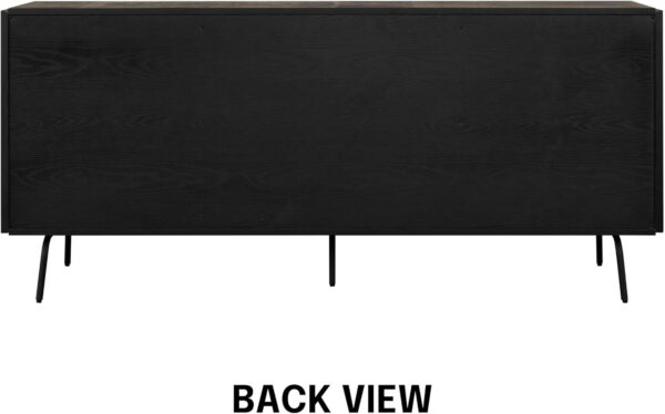 NTC Veil TV Stand with 4 Doors for TVs up to 75’’, Media Console with Vertical Groove Design and Metal Legs, Modern Entertainment Center for Living Room and Bedroom, Effortless Assembly, Dark Walnut