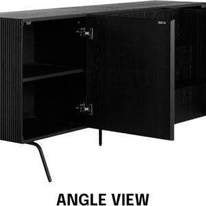 NTC Veil TV Stand with 4 Doors for TVs up to 75’’, Media Console with Vertical Groove Design and Metal Legs, Modern Entertainment Center for Living Room and Bedroom, Effortless Assembly, Dark Walnut