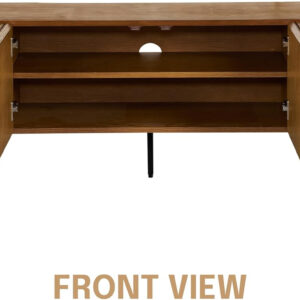 NTC Veil TV Stand with 4 Doors for TVs up to 75’’, Media Console with Vertical Groove Design and Metal Legs, Modern Entertainment Center for Living Room and Bedroom, Effortless Assembly, Dark Walnut