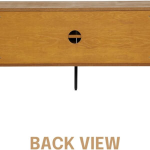 NTC Veil TV Stand with 4 Doors for TVs up to 75’’, Media Console with Vertical Groove Design and Metal Legs, Modern Entertainment Center for Living Room and Bedroom, Effortless Assembly, Dark Walnut