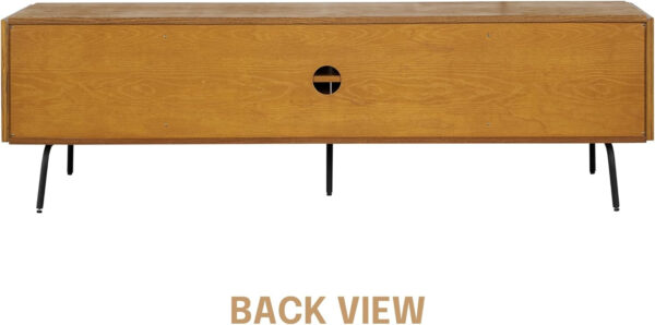 NTC Veil TV Stand with 4 Doors for TVs up to 75’’, Media Console with Vertical Groove Design and Metal Legs, Modern Entertainment Center for Living Room and Bedroom, Effortless Assembly, Dark Walnut